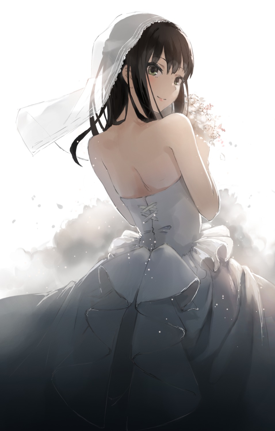 dress k_concord no_bra shibuya_rin the_idolm@ster the_idolm@ster_cinderella_girls wedding_dress