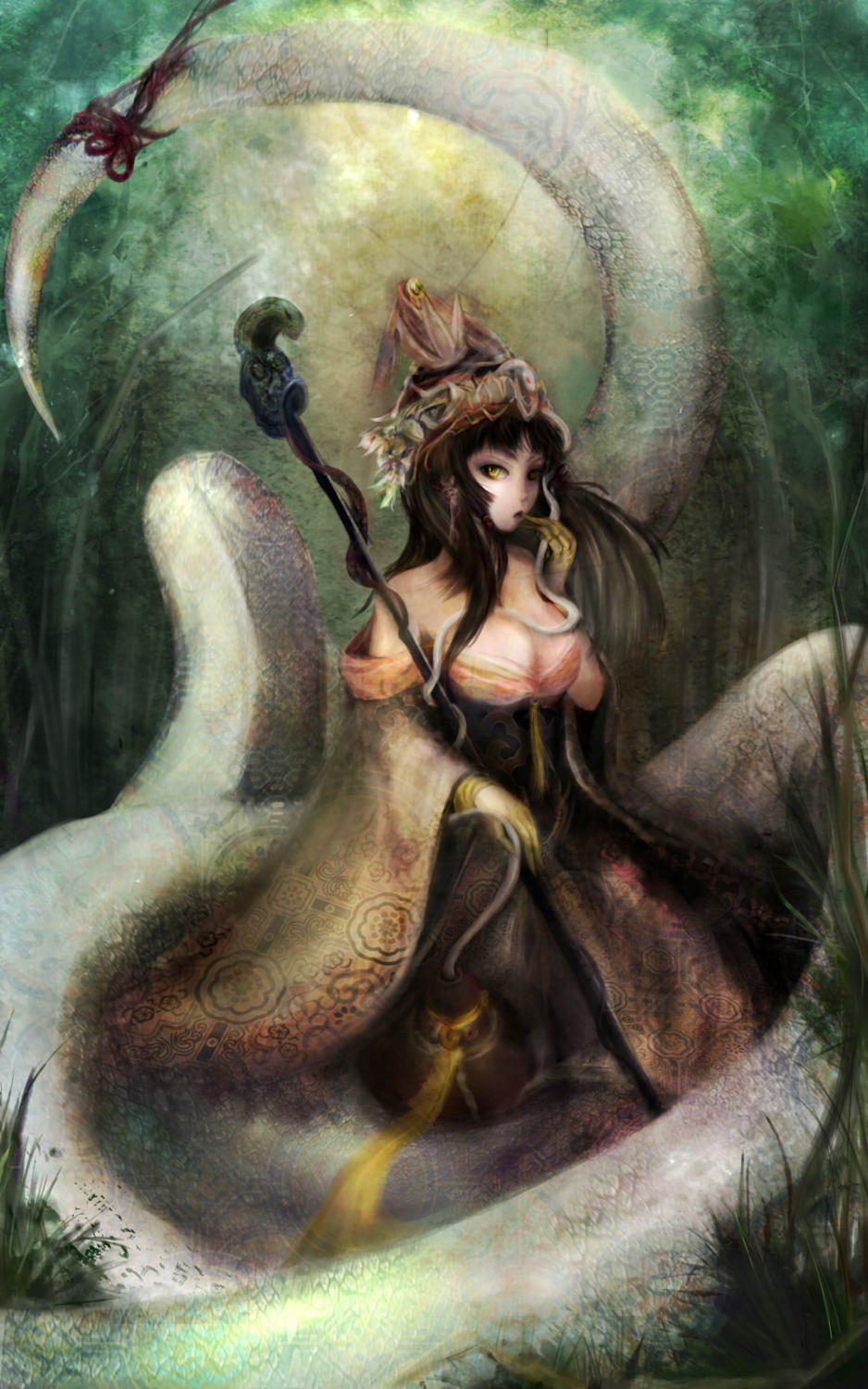 asian_clothes cassiopeia_du_couteau cleavage league_of_legends zhang_xiao_bo