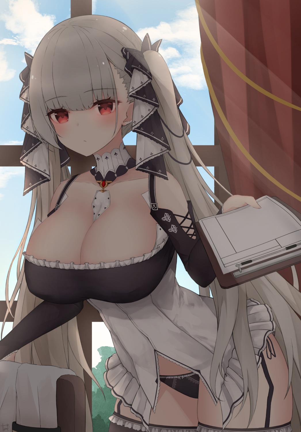 azur_lane erect_nipples formidable_(azur_lane) gothic_lolita linez lolita_fashion no_bra pantsu stockings thighhighs