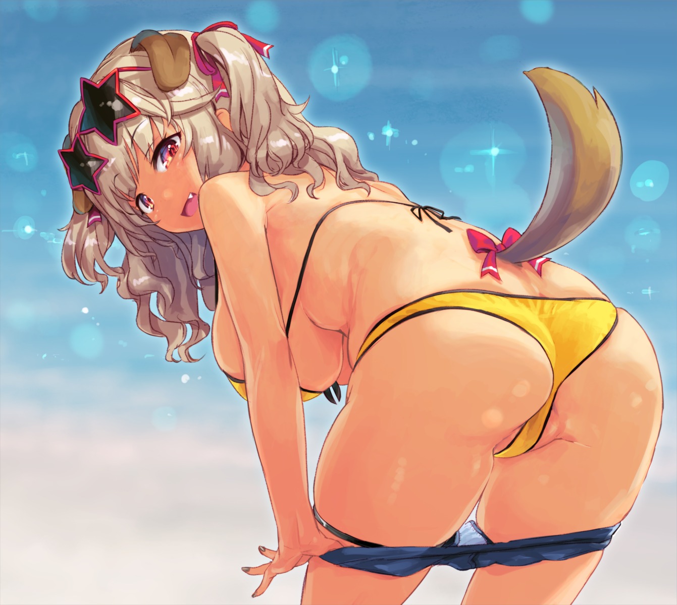 animal_ears ass bikini garter inumimi megane ore_p_1gou swimsuits tail thong undressing