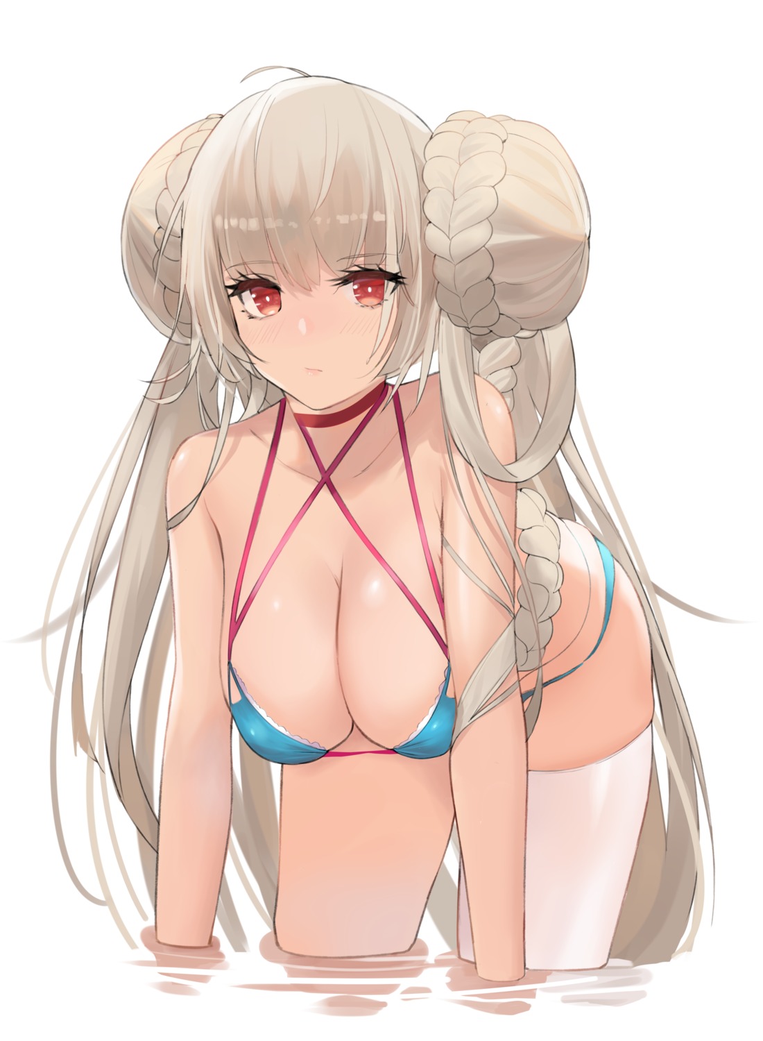 azur_lane bikini cleavage formidable_(azur_lane) j@ck swimsuits thighhighs wet