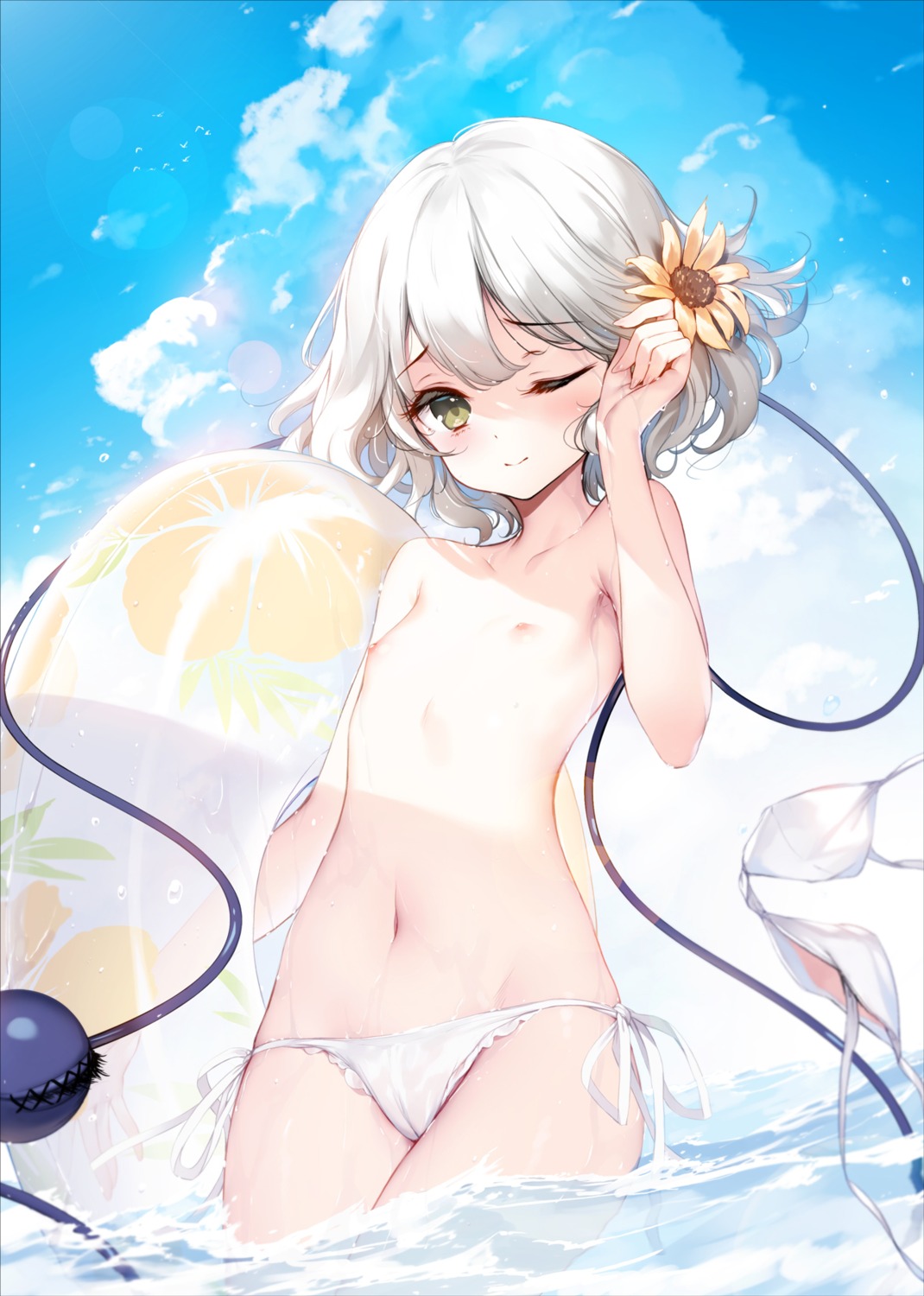 bikini cameltoe ke-ta komeiji_koishi loli nipples swimsuits topless touhou wet