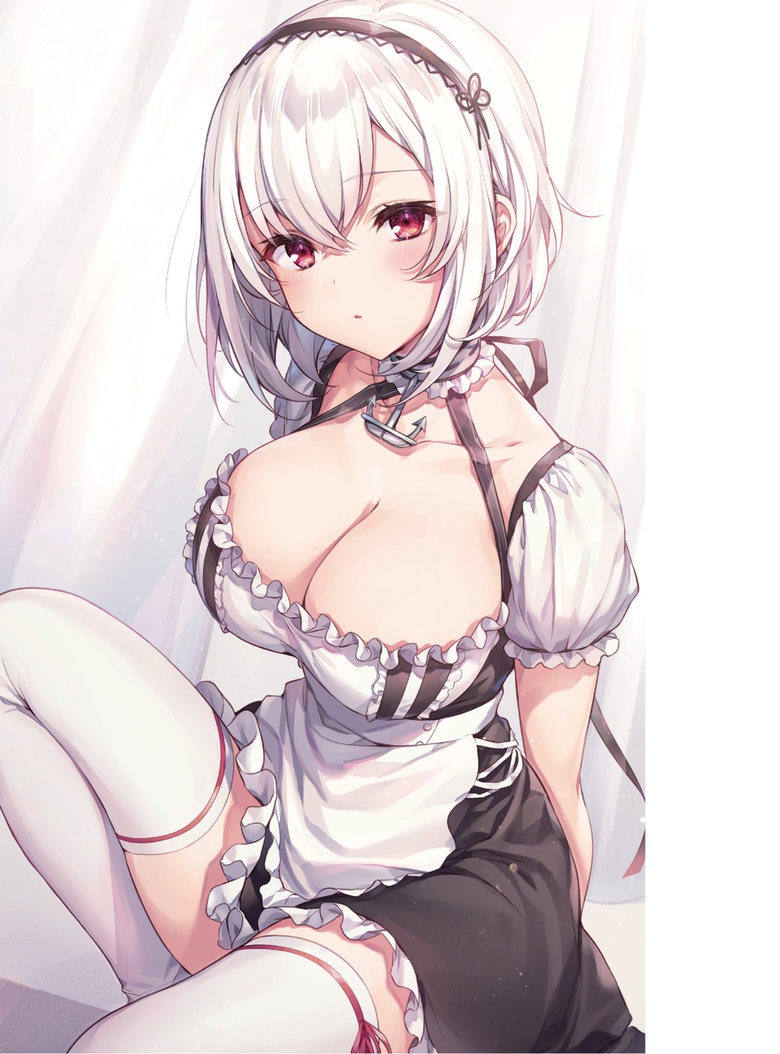 azur_lane cleavage komeshiro_kasu maid sirius_(azur_lane) thighhighs