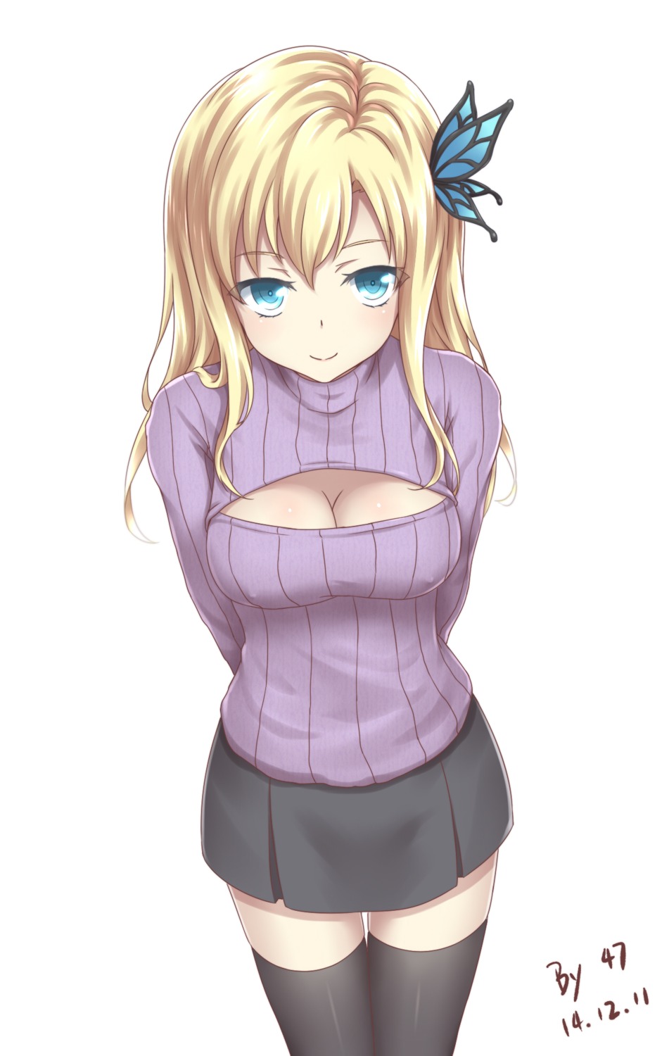 00047 boku_wa_tomodachi_ga_sukunai cleavage erect_nipples kashiwazaki_sena sweater thighhighs