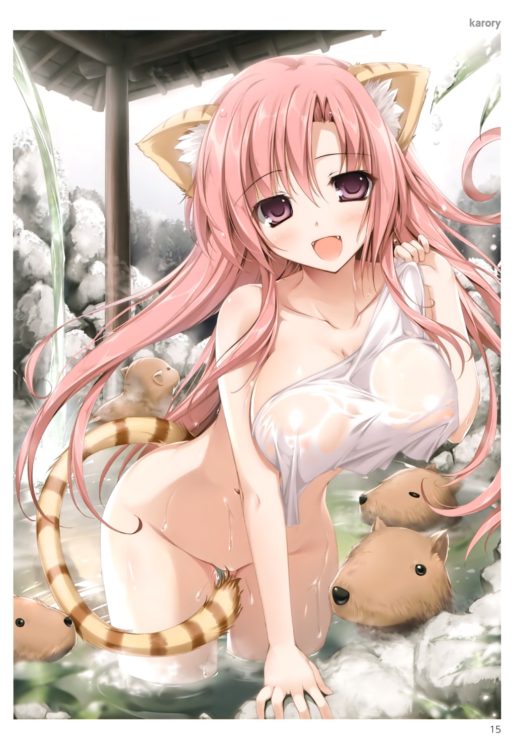 animal_ears bathing karory naked onsen tail toranoana towel wet