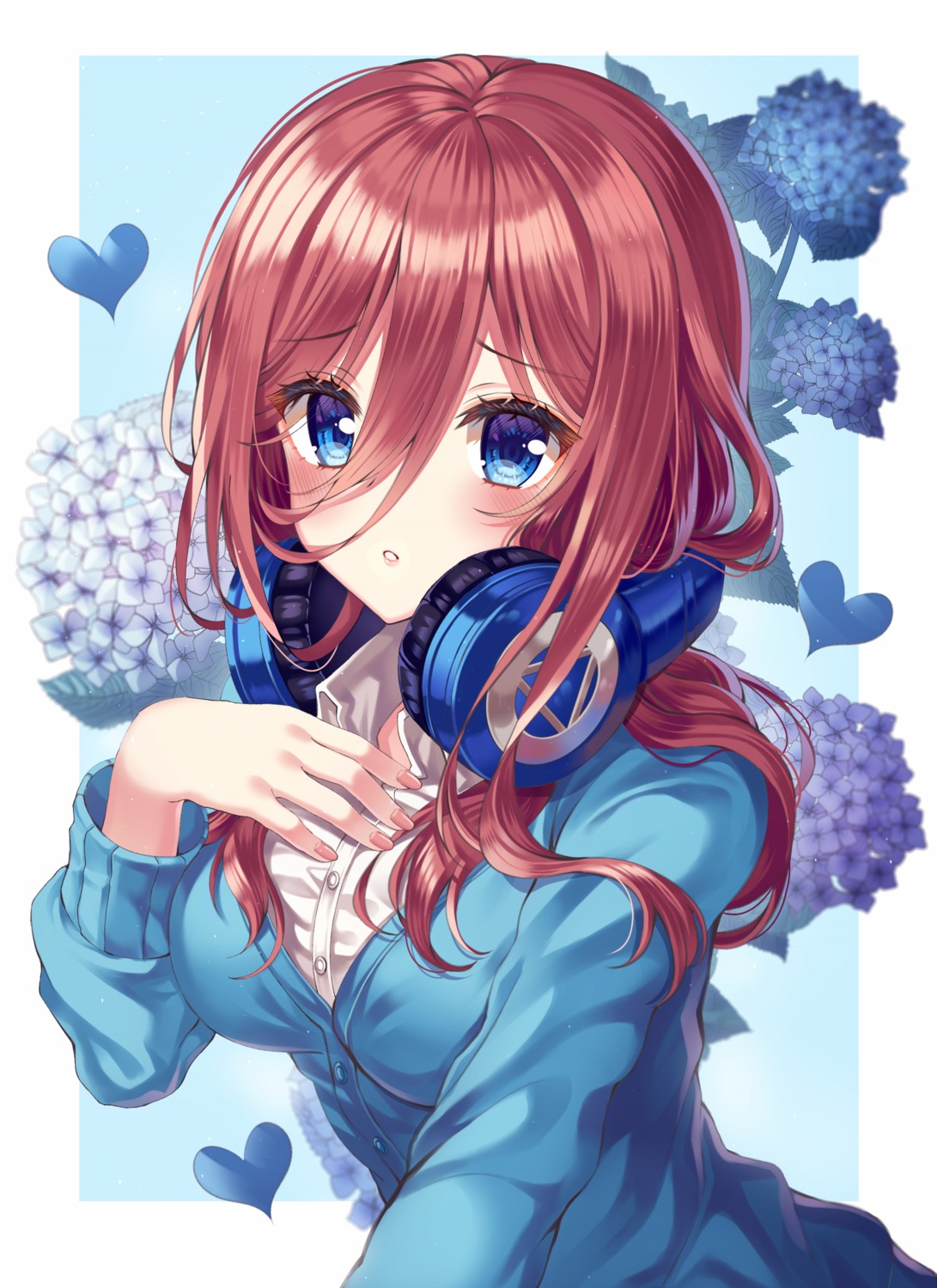 5-toubun_no_hanayome ecu8080 headphones nakano_miku seifuku sweater