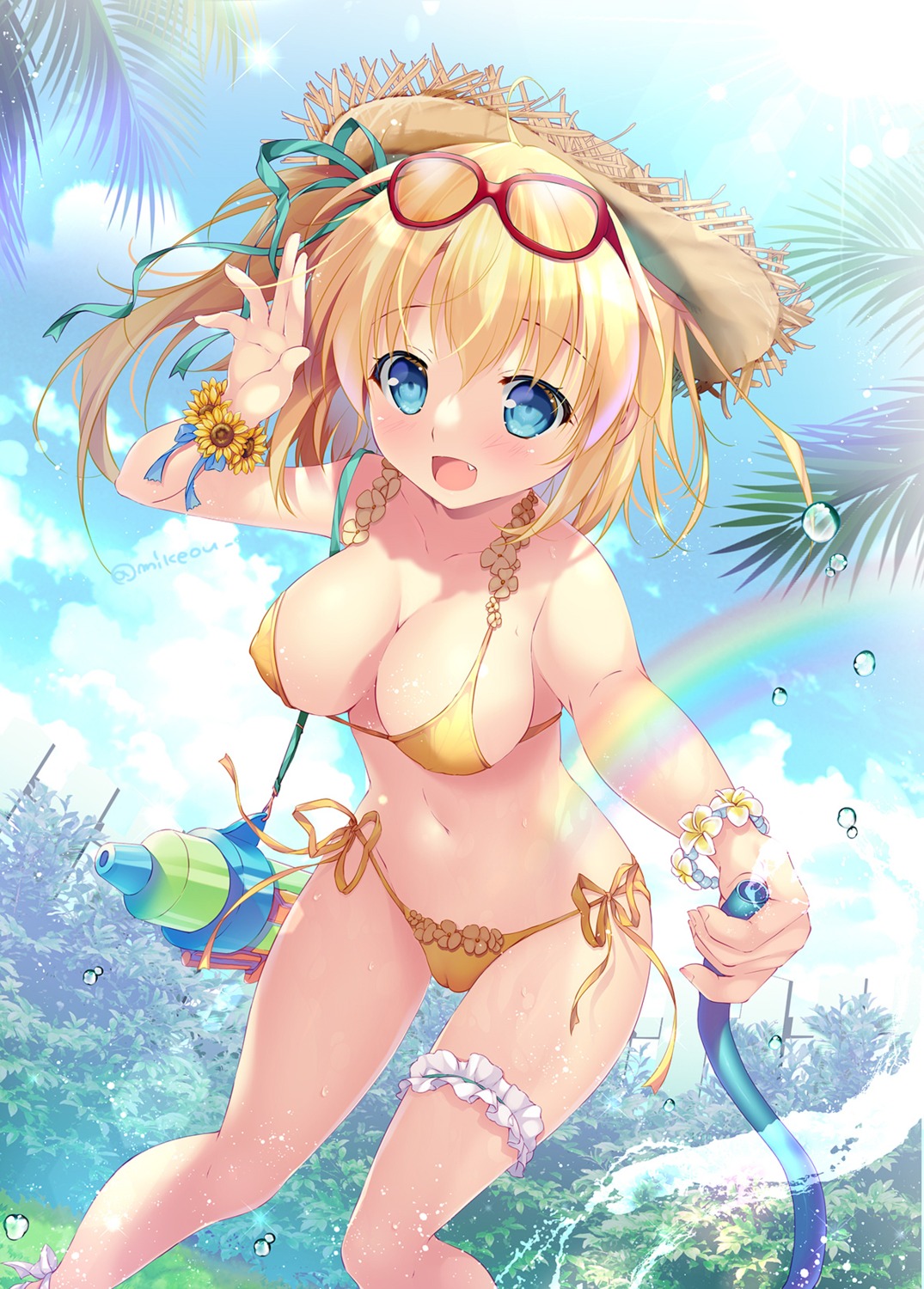 bikini cameltoe erect_nipples garter lemon-chan megane mikeou swimsuits