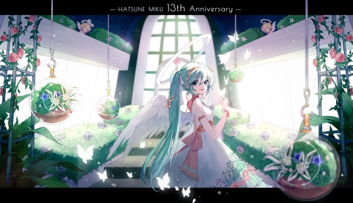 angel dress hatsune_miku nishina_hima vocaloid wings