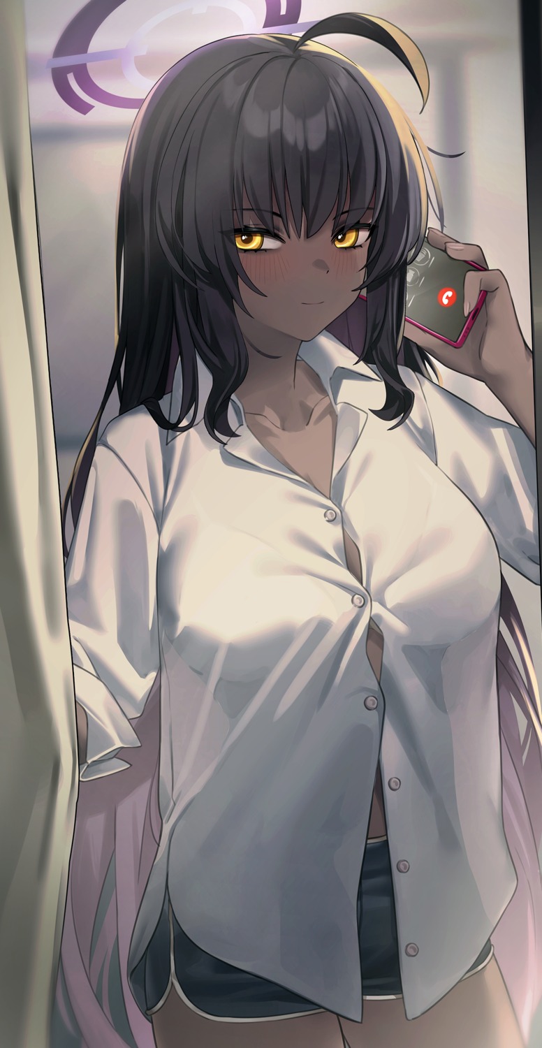 blue_archive dress_shirt halo kakudate_karin wakamepiza