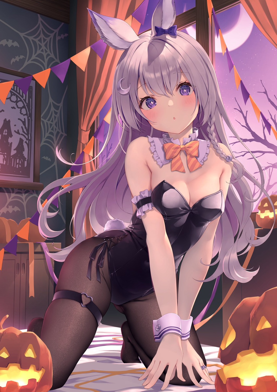 animal_ears bunny_ears bunny_girl garter halloween indie_virtual_youtuber no_bra pantyhose tail uduki_syuna yoshino_ryou