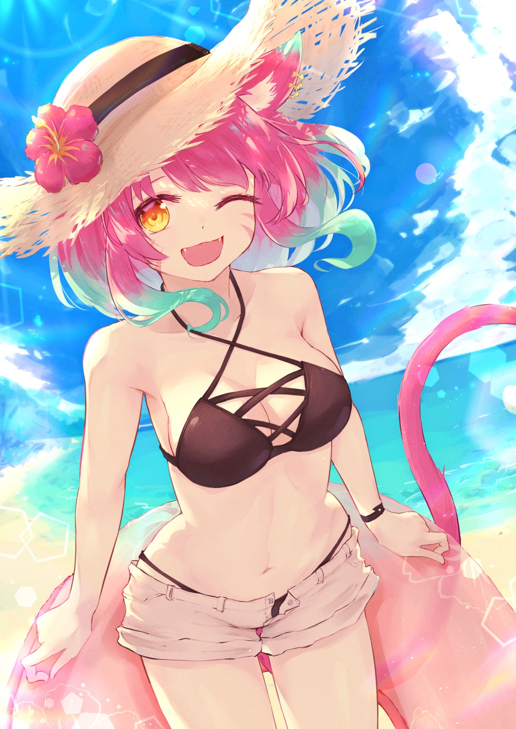 animal_ears bikini nekomimi reizouko swimsuits tail