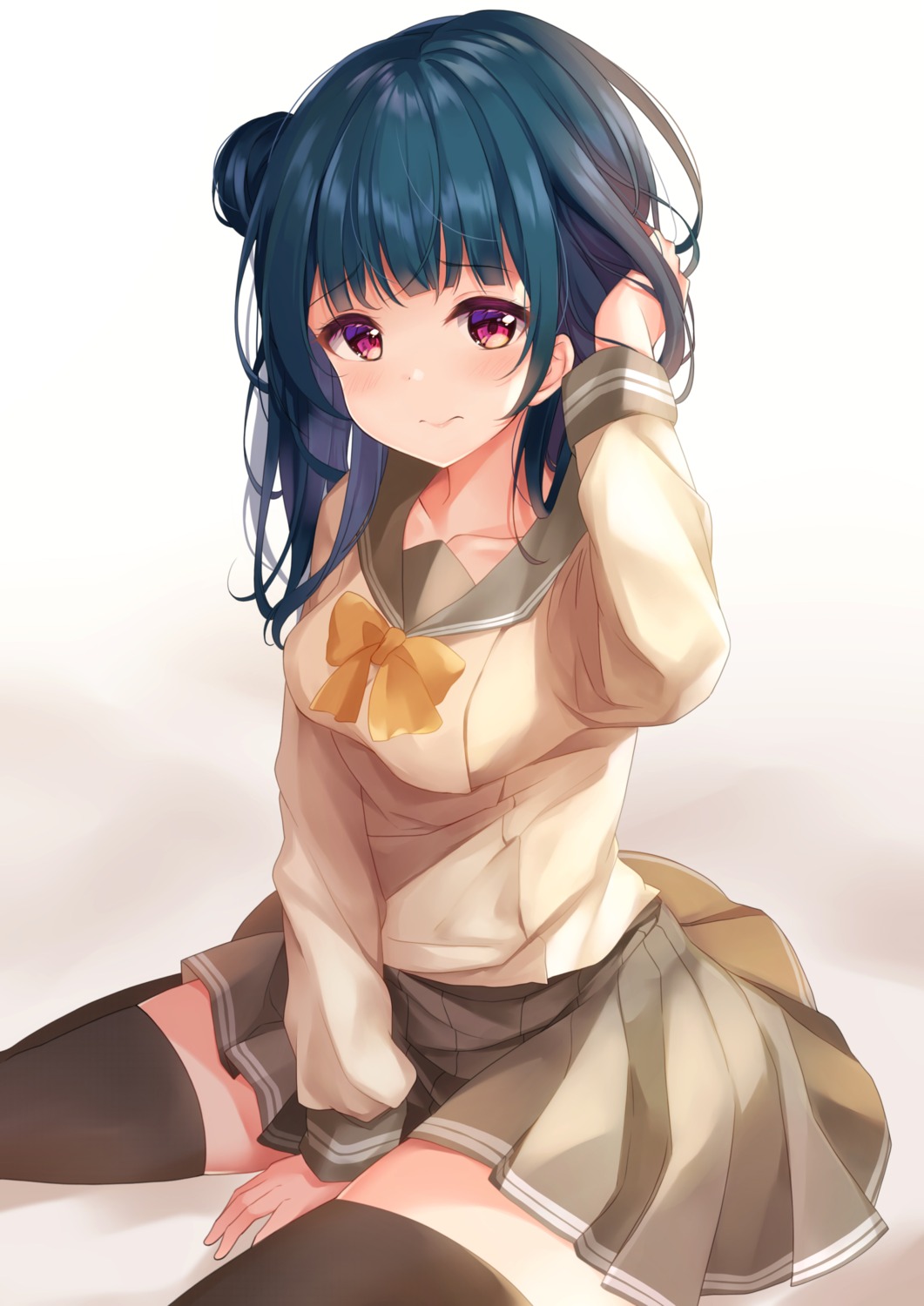 depe love_live!_sunshine!! seifuku thighhighs tsushima_yoshiko