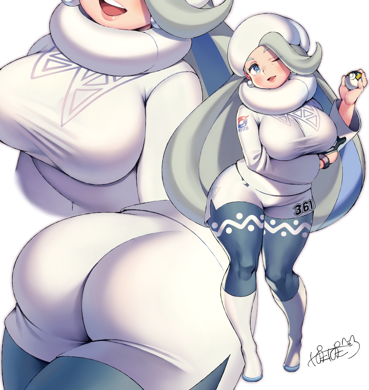 ass breast_hold iroyopon melon_(pokemon) pantyhose pokemon pokemon_swsh