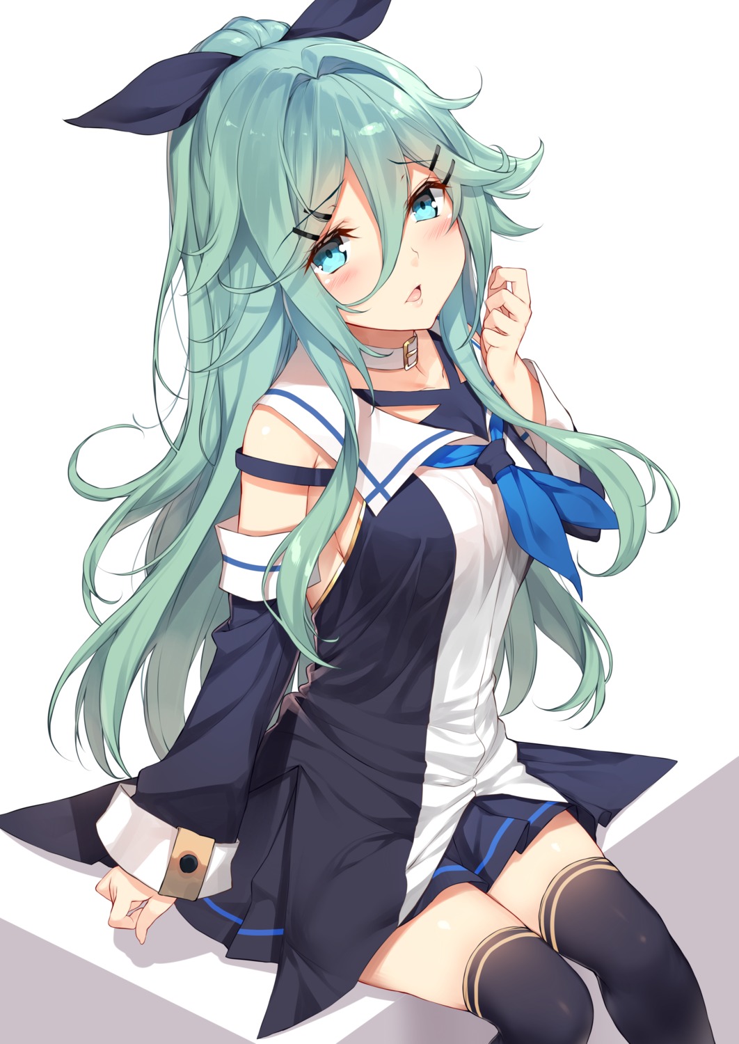 kantai_collection seifuku thighhighs yamakaze_(kancolle) yappen