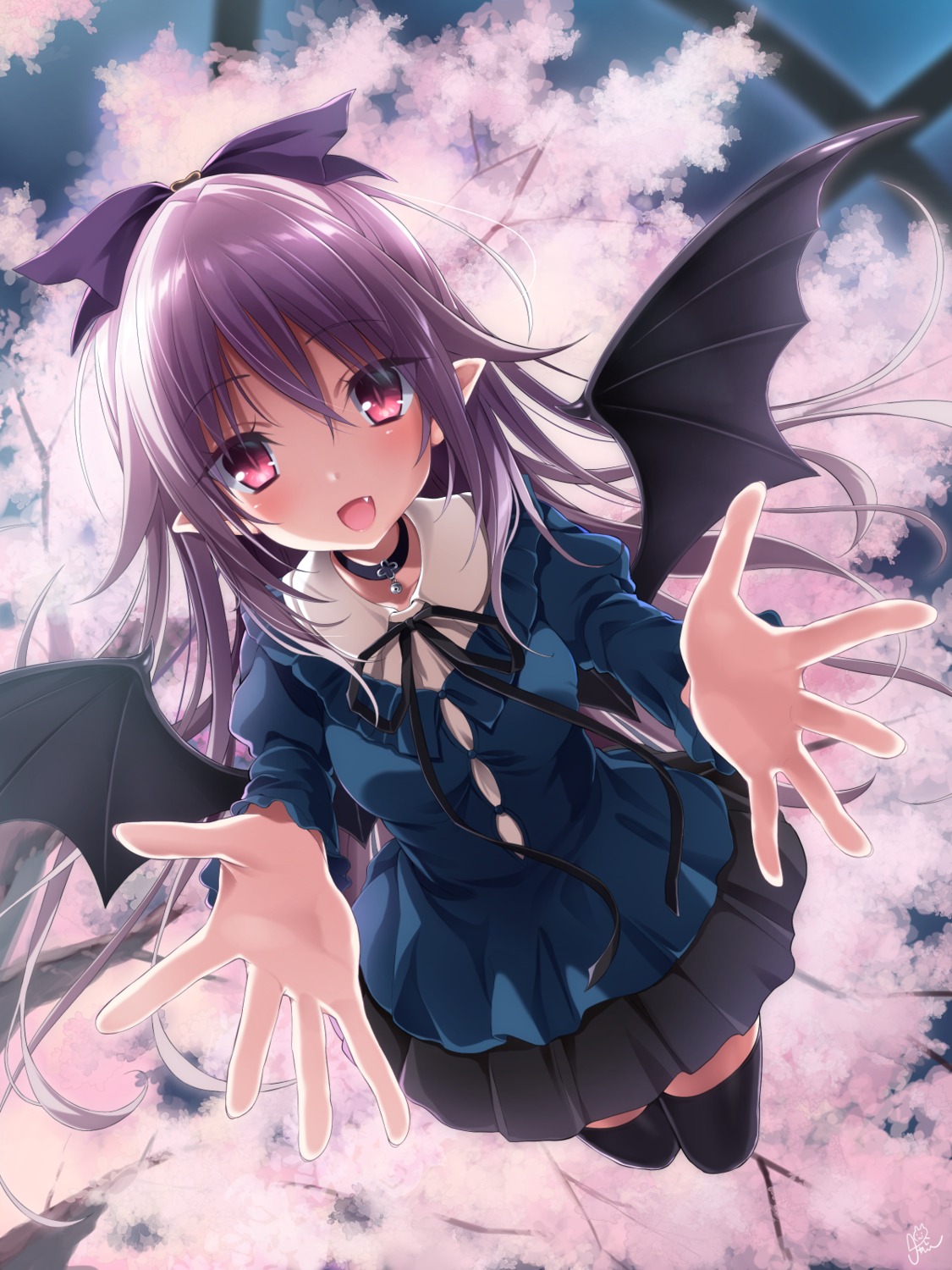 aoi_tori_(purple_software) chamio77 dress mary_harker pointy_ears thighhighs wings
