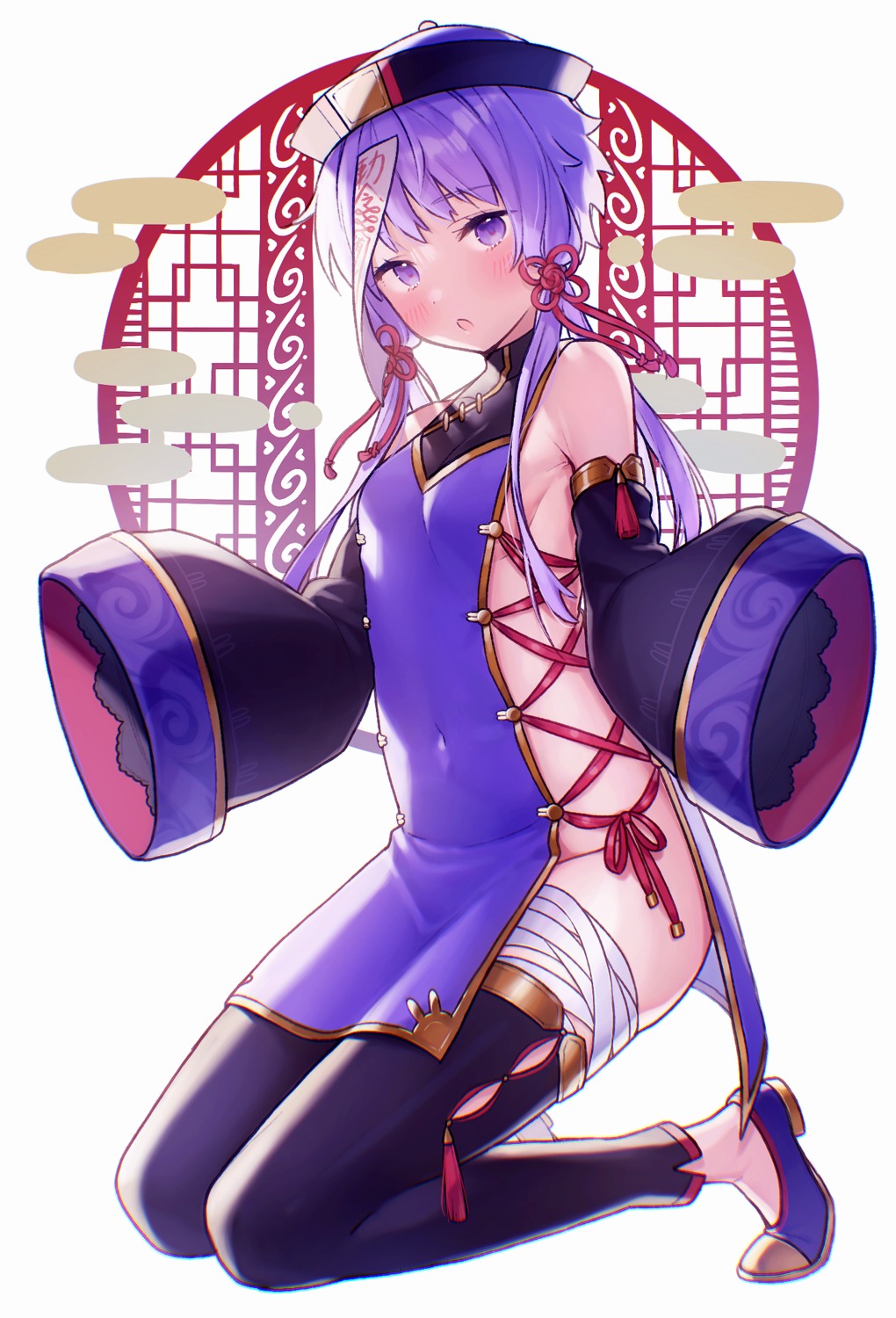 ai_kusunoki bandages chinadress no_bra nopan thighhighs voiceroid yuzuki_yukari