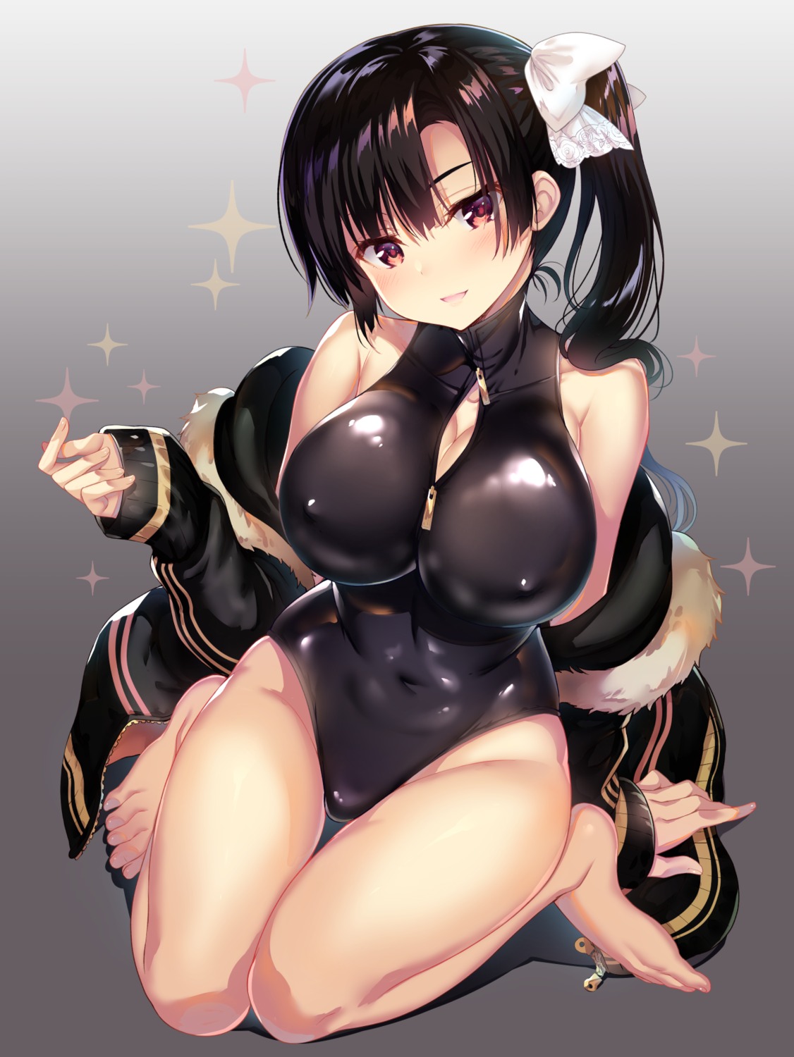 cleavage erect_nipples gakkou_de_seishun! jinno_shiori leotard sansyoku_amido.