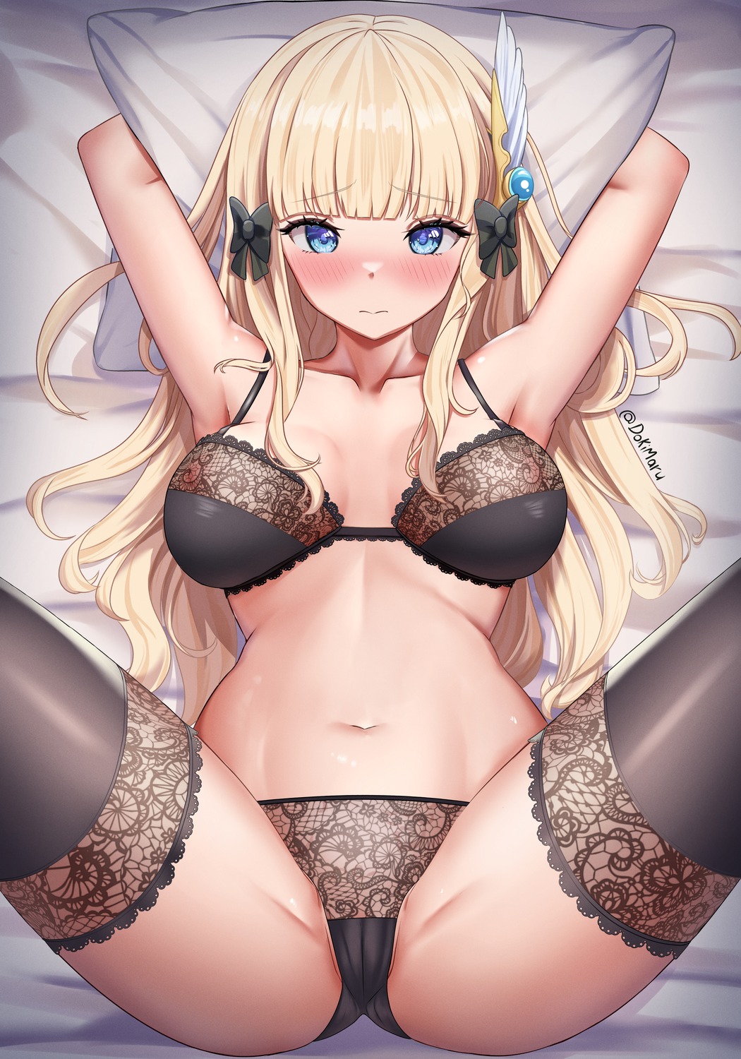 bra cameltoe dokimaru lingerie pantsu princess_connect princess_connect!_re:dive sasaki_saren thighhighs thong