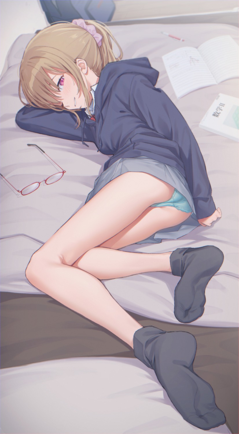 ass feet loli megane mikazuchi_zeus pantsu seifuku skirt_lift