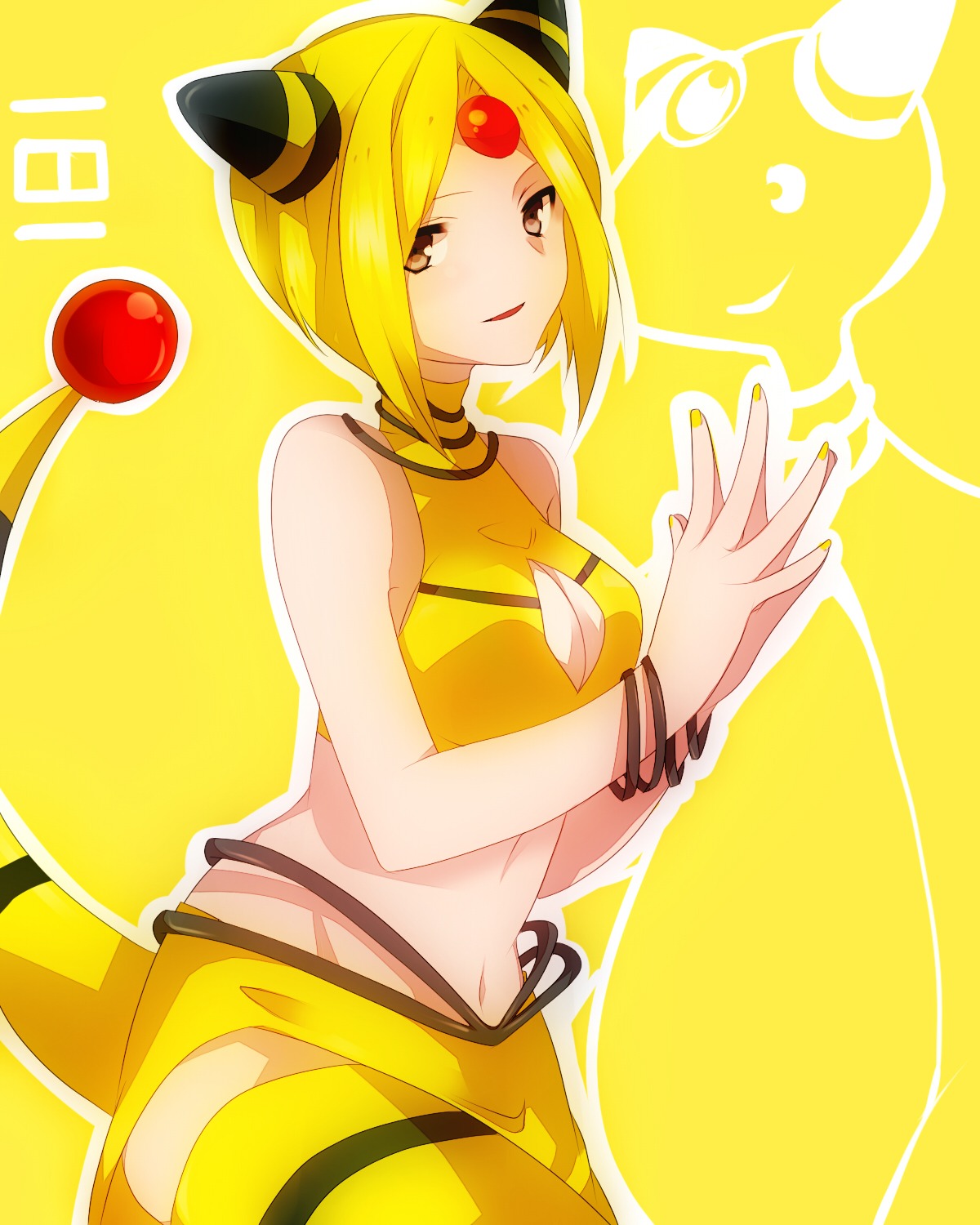 ampharos anthropomorphization cleavage pokemon tail takeshima_eku