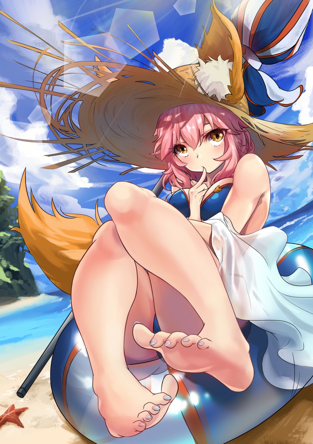 animal_ears bikini fate/extra fate/grand_order fate/stay_night feet swimsuits tail tamamo_no_mae zpig020406