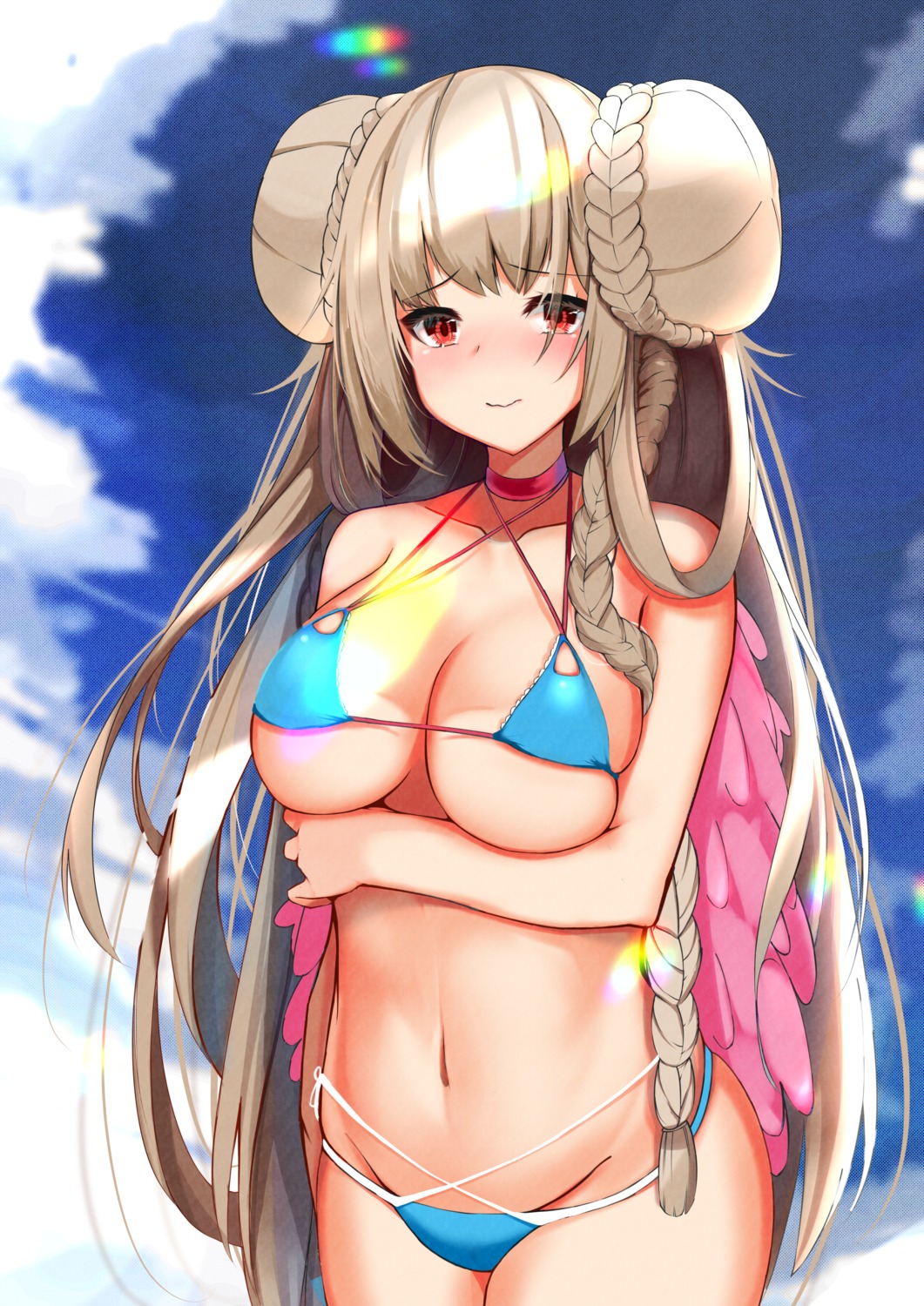 azur_lane bikini breast_hold formidable_(azur_lane) nephthys2356 swimsuits tan_lines