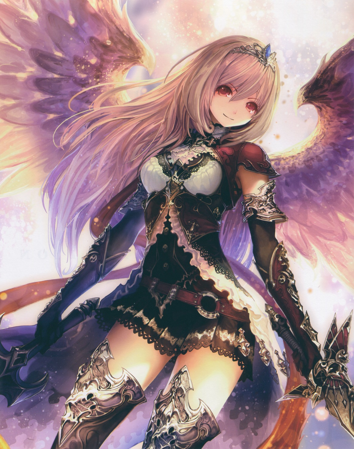 armor bleed_through dark_angel_olivia dress raw_scan screening shingeki_no_bahamut sword tachikawa_mushimaro thighhighs wings