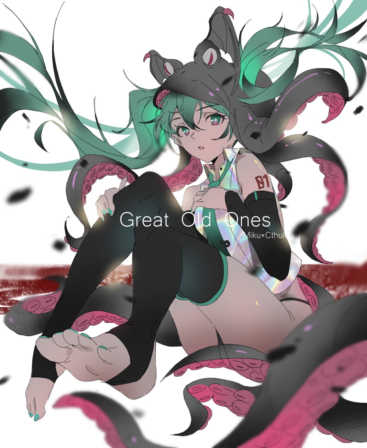 bigroll feet hatsune_miku pantsu tattoo tentacles thighhighs thong vocaloid