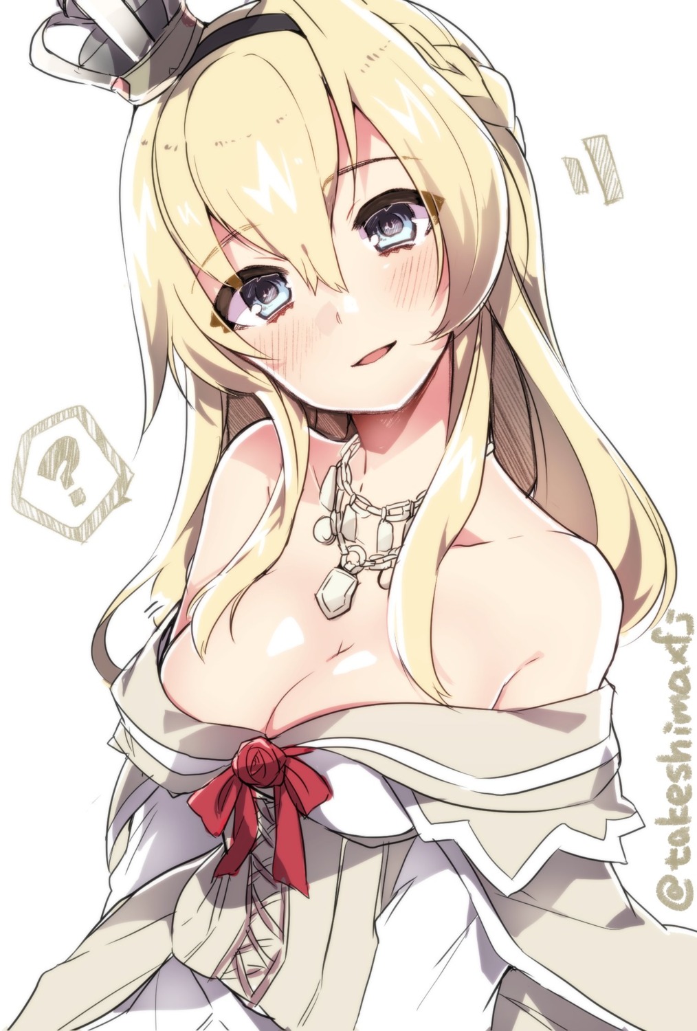 cleavage kantai_collection open_shirt takeshima_(nia) warspite_(kancolle)