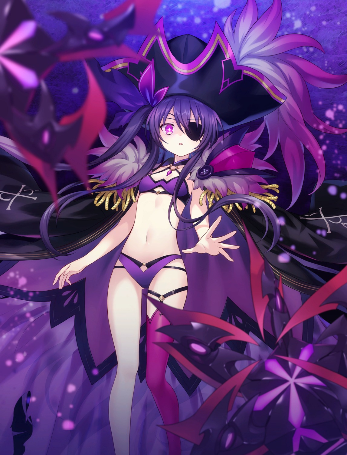 bikini date_a_live eyepatch fantasia_re:build garter pirate stockings swimsuits thighhighs yatogami_tooka