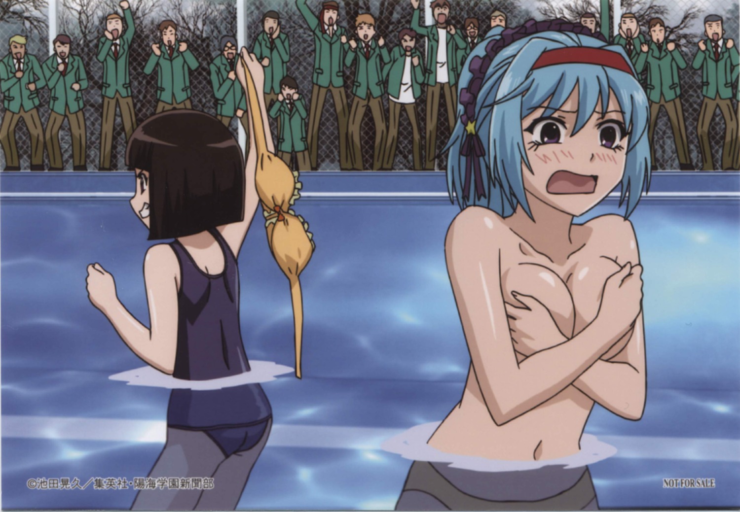 bikini breast_hold cleavage kurono_kurumu rosario_+_vampire school_swimsuit sendo_yukari swimsuits topless