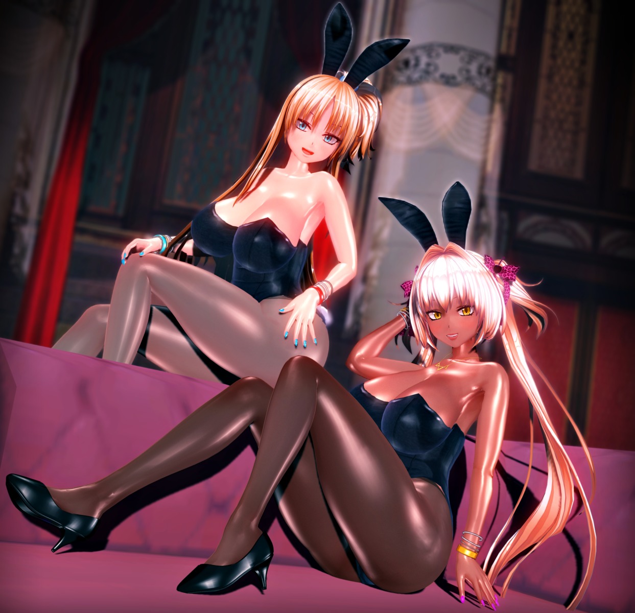 animal_ears bunny_ears bunny_girl cg cleavage custom_maid_3d_2 heels kikka_sora pantyhose tail