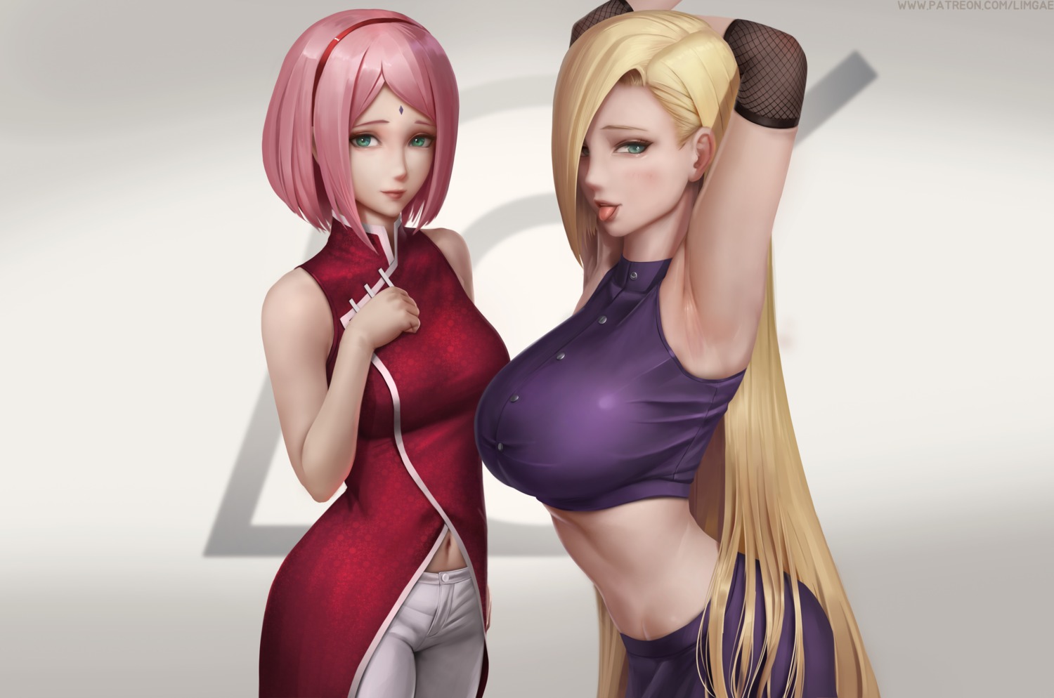 asian_clothes haruno_sakura limgae naruto naruto_shippuden yamanaka_ino