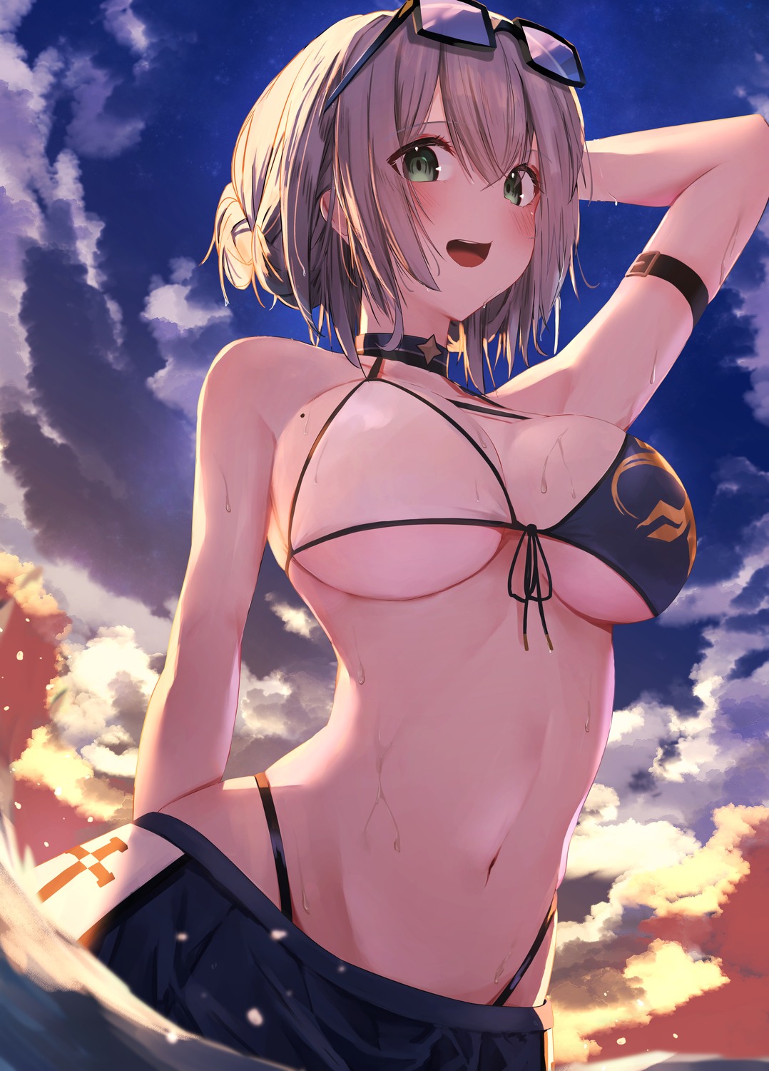 bikini hololive megane mikaku shirogane_noel swimsuits wet