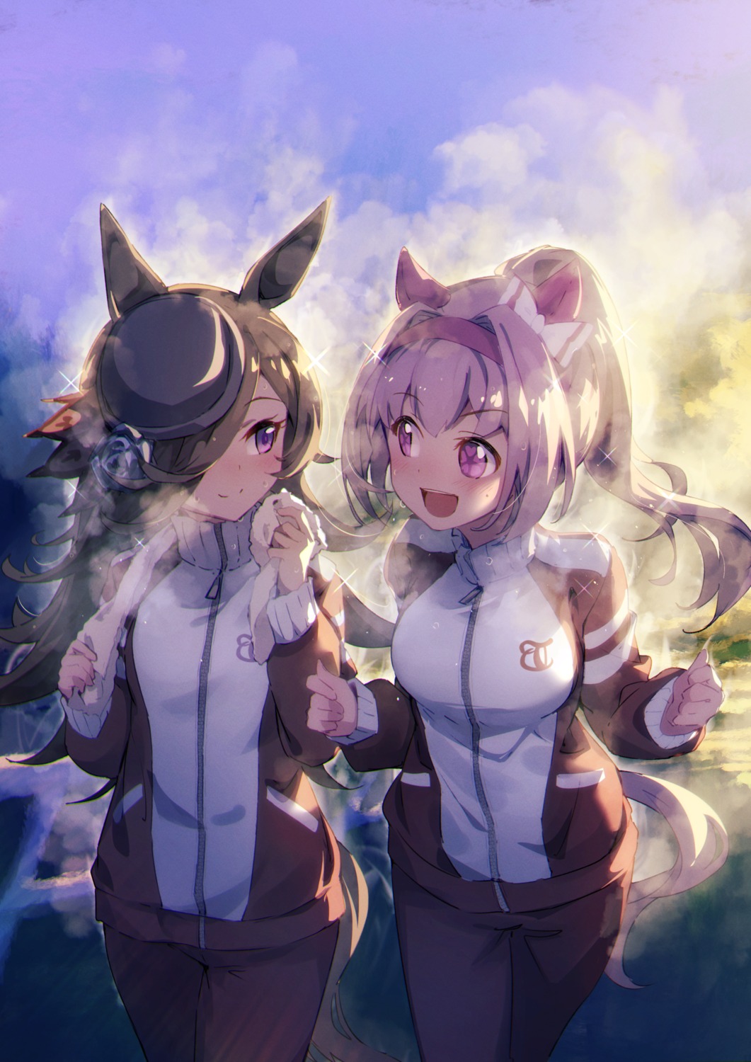 animal_ears eva_mashiro gym_uniform haru_urara_(umamusume) rice_shower_(umamusume) tail uma_musume_pretty_derby