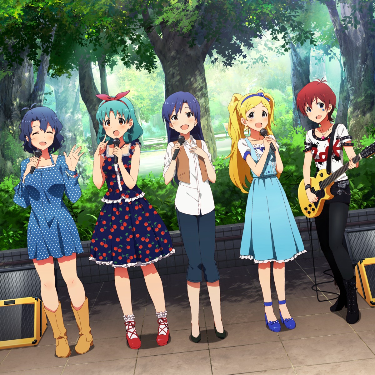 digital_version disc_cover dress emily_stewart guitar heels julia_(idolm@ster) kisaragi_chihaya the_idolm@ster the_idolm@ster_million_live! tokugawa_matsuri toyokawa_fuuka