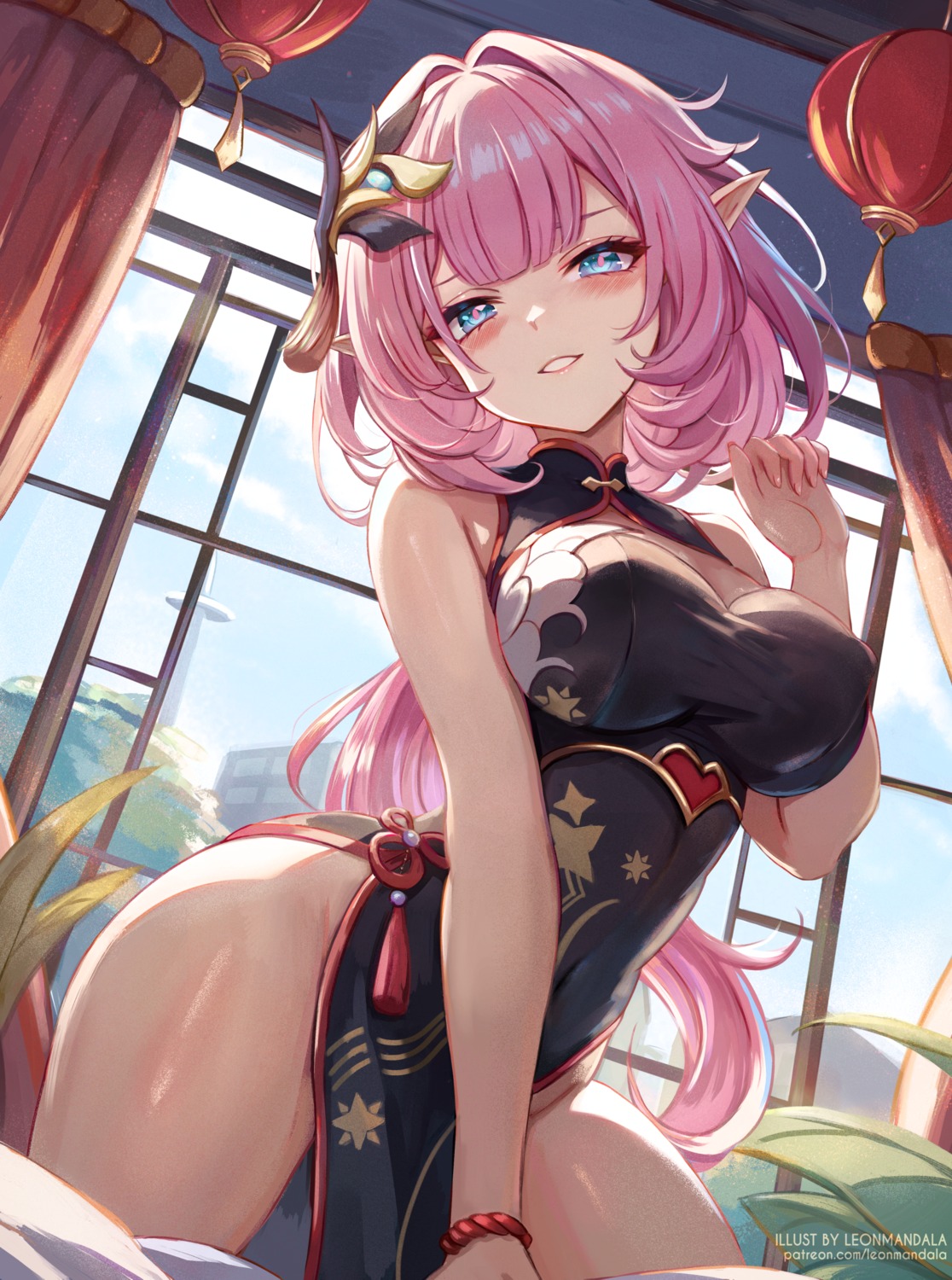 benghuai_xueyuan chinadress elysia_(honkai_impact) erect_nipples honkai_impact leonmandala pointy_ears