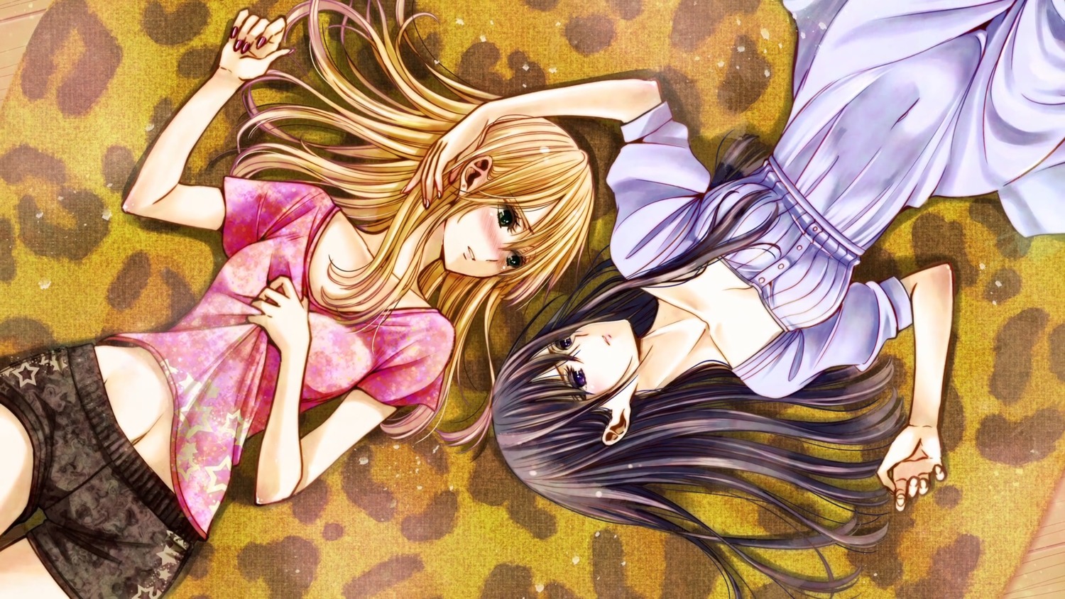 aihara_mei aihara_yuzu_(citrus) citrus_(manga) cleavage dress saburouta wallpaper yuri