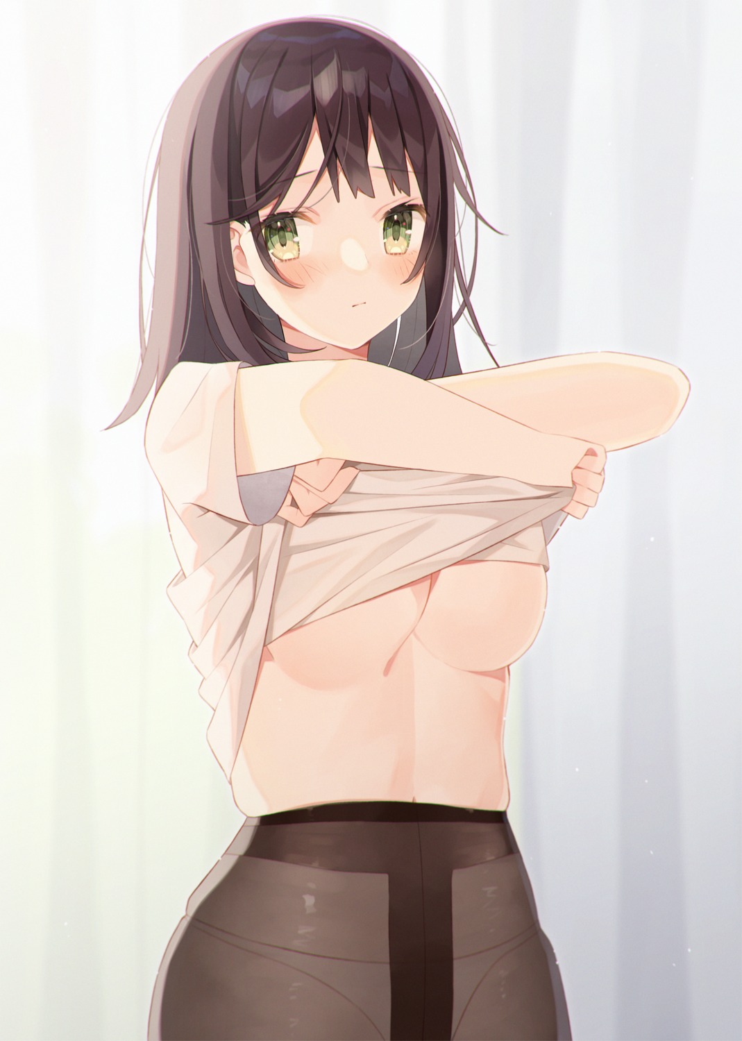 minase_nagi no_bra pantsu pantyhose shirt_lift underboob undressing