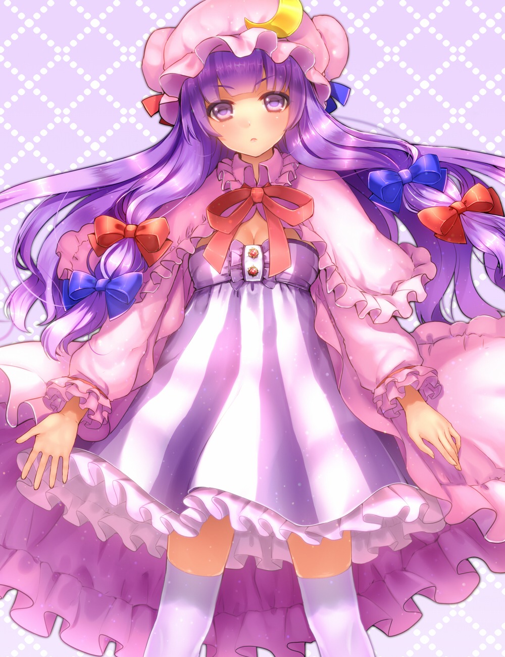 cleavage dress kanzaki_maguro patchouli_knowledge thighhighs touhou