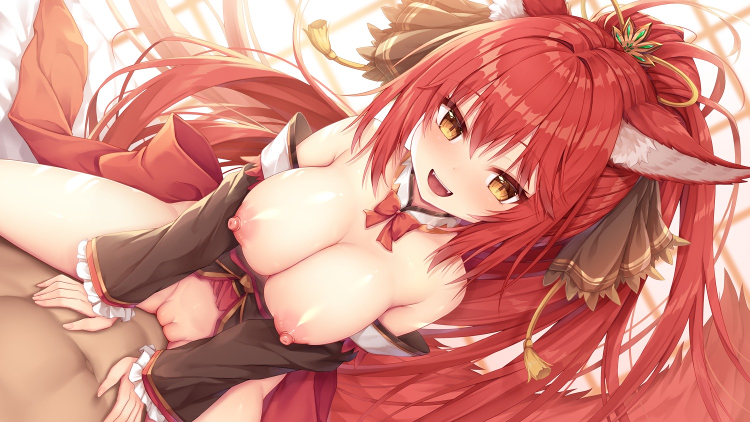 animal_ears breasts nipples no_bra nopan pussy skirt_lift sorairo_len tail uncensored