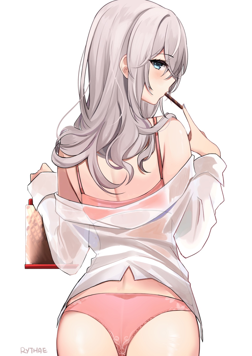 ass bra dress_shirt pantsu ry_thae sanyu_(ry_thae) see_through