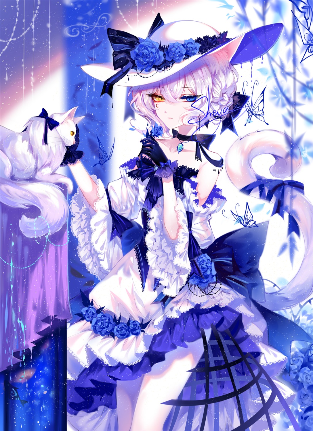 animal_ears dress heterochromia neko nekomimi sheya tail