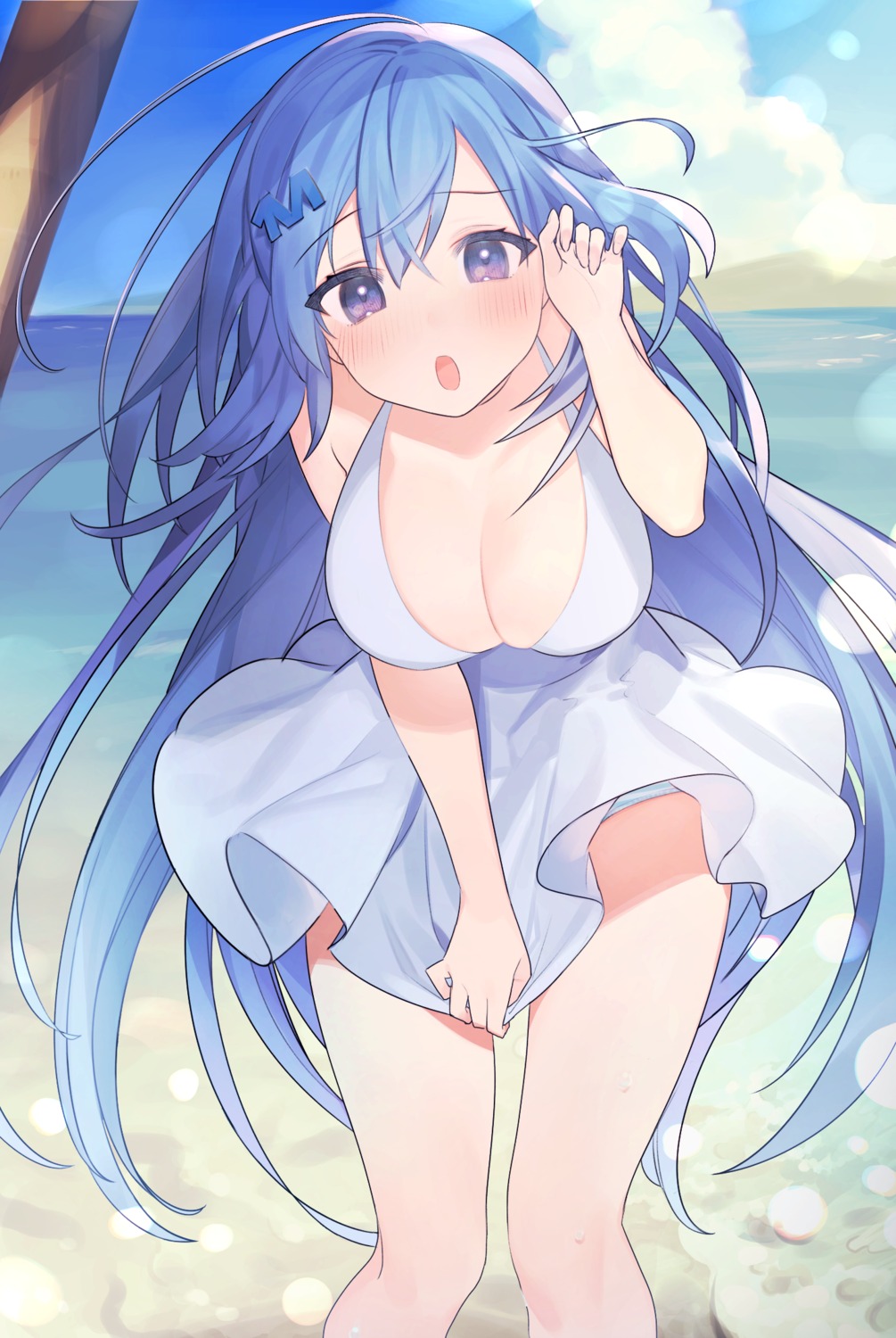 dress emori_miku emori_miku_project no_bra skirt_lift summer_dress tym_taro