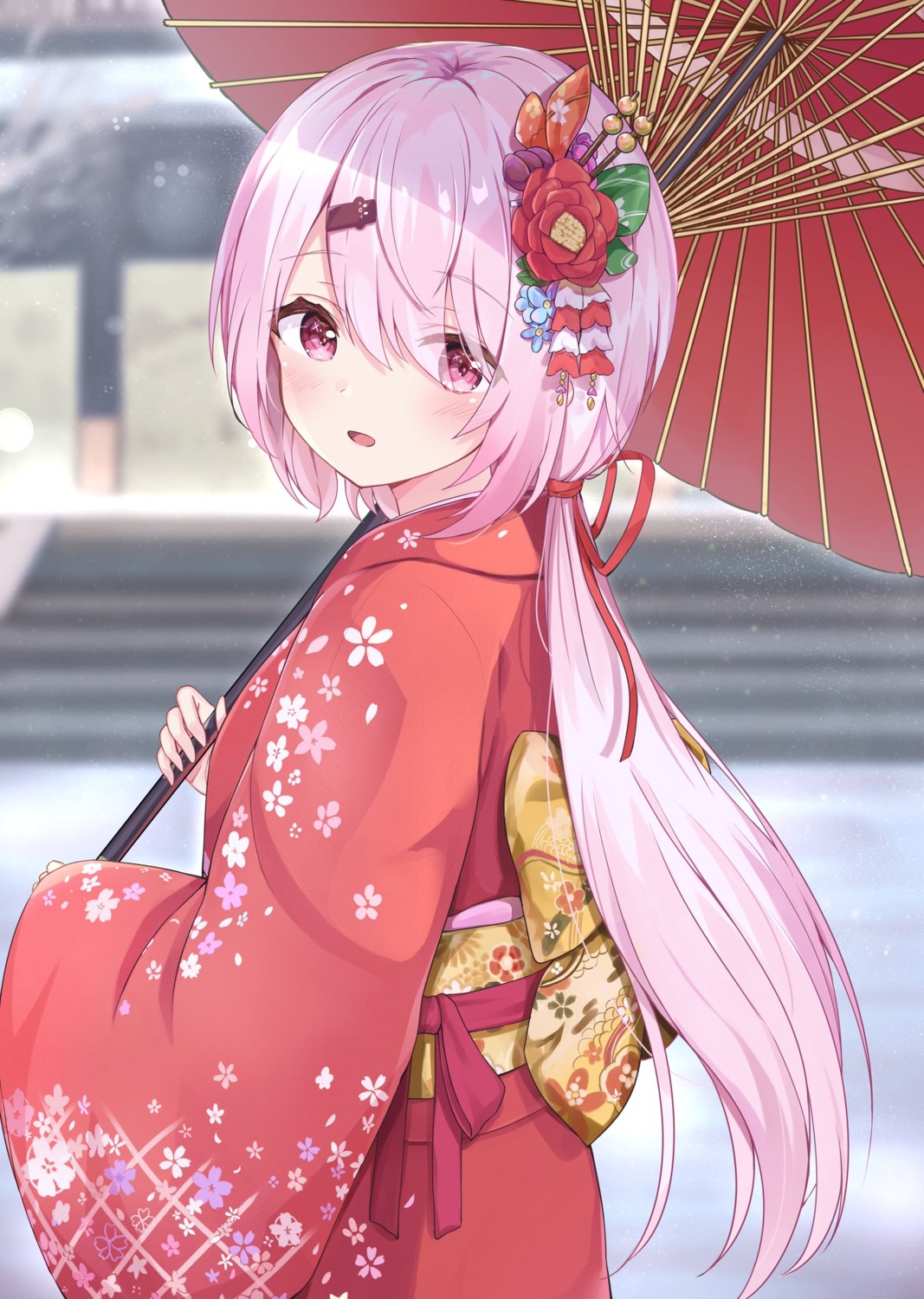 kimono nijisanji nijisanji_gamers racchi. shiina_yuika umbrella