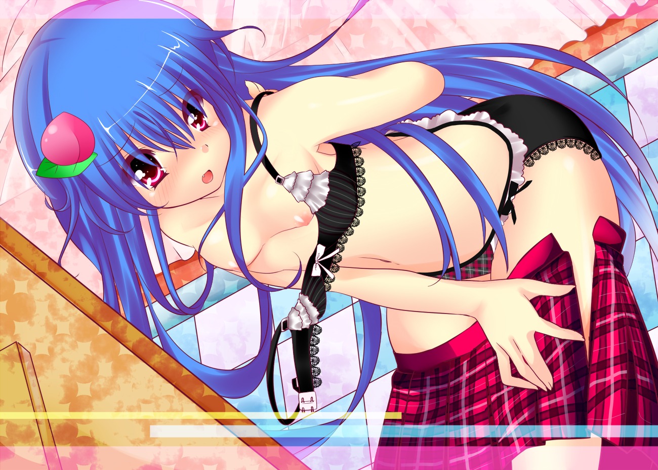 bra breasts haruta hinanawi_tenshi nipples pantsu touhou undressing