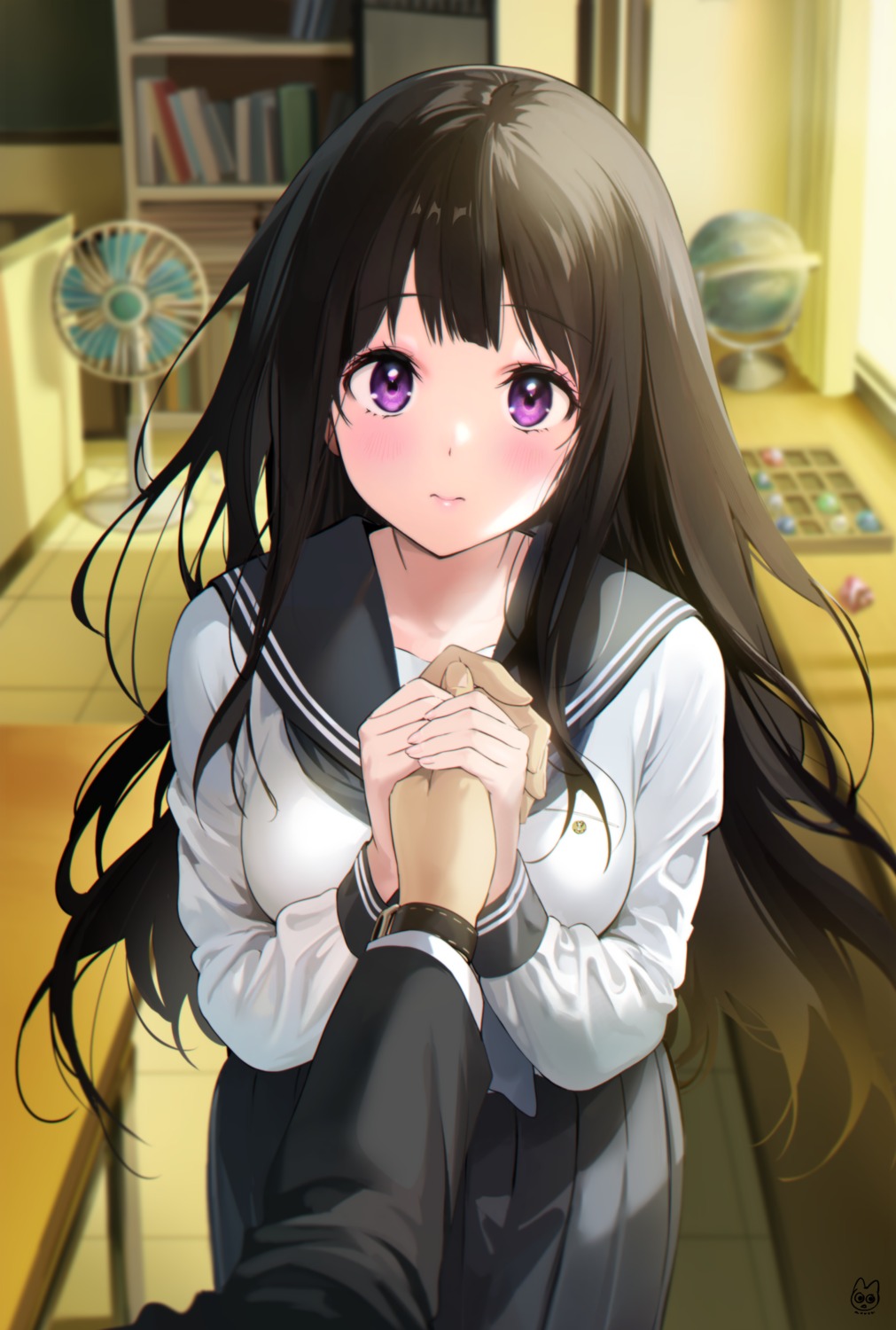 chitanda_eru hyouka mery_(yangmalgage) oreki_houtarou seifuku