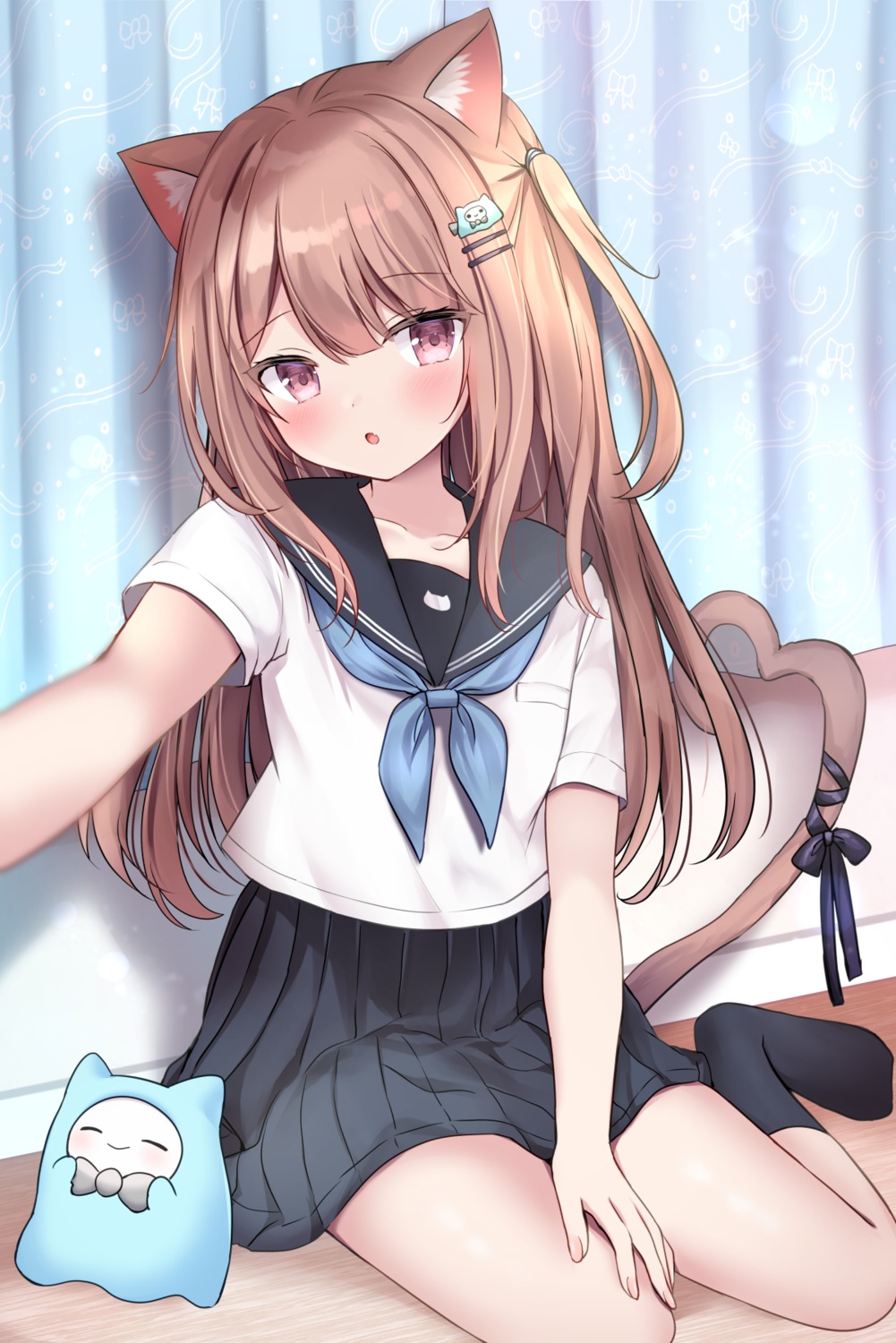 animal_ears nekomimi seifuku selfie tail yuimisu