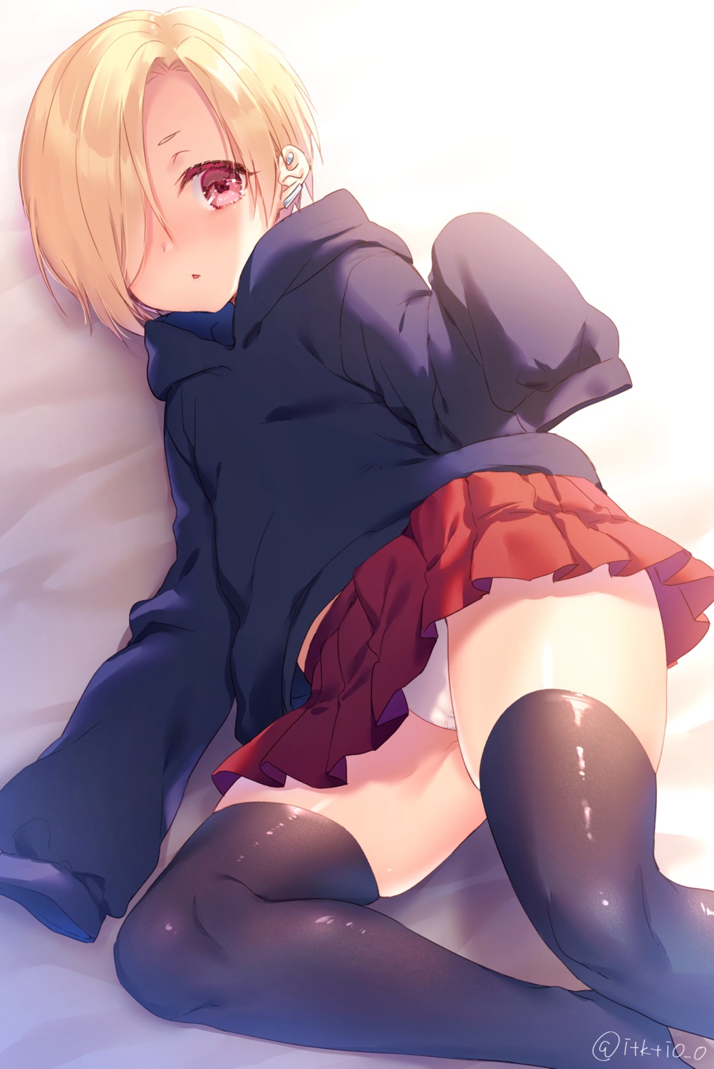 cameltoe itsuki_jun pantsu shirasaka_koume skirt_lift the_idolm@ster the_idolm@ster_cinderella_girls thighhighs