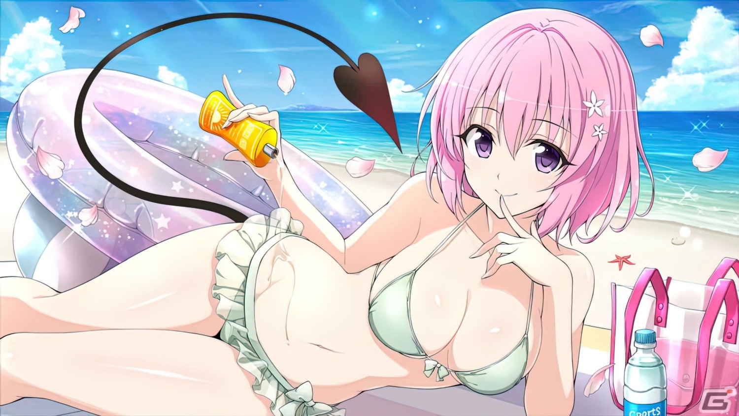 bikini cream momo_velia_deviluke swimsuits tail to_love_ru to_love_ru_darkness wet yaegashi_nan